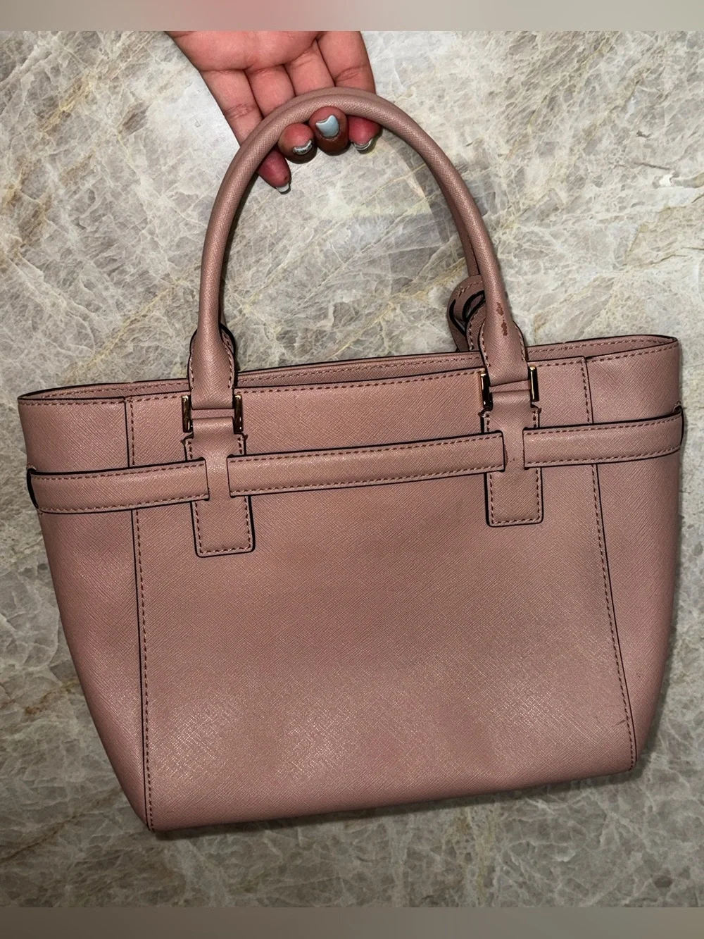 Michael Kors Pink Leather Satchel with Gold Hardware